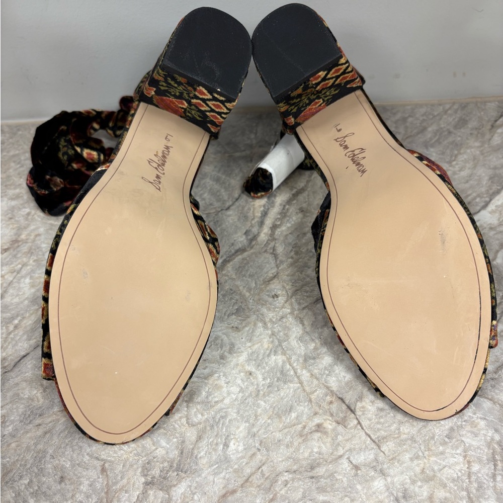 Sam Edelman Mara Velvet Heels in Black and Brown - Picture 5 of 6